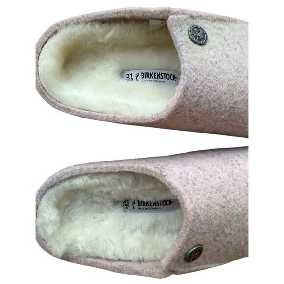 Birkenstock Girls Soft Pink Zermatt Shearling Wool Felt Slip On Clogs Size 31 13 - Picture 6 of 16